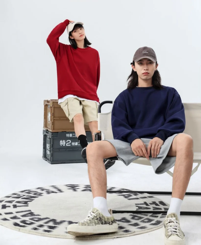 

Men's Fleece Lined Crew Neck Sweatshirts, Top Quality, Pre-shrunk, High Street Fashion, DTG Printing Pullovers, Winter, 500g