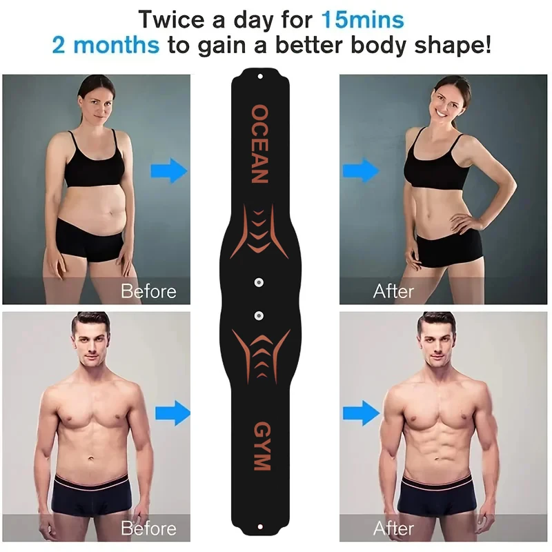 EMS Muscle Stimulator Ab Trainer Waist Abdominal Toning Belt 60cm With Gel Pads HomeFitness Workout Equipment USB Recharge muscle stimulator abdominal muscle stimulator