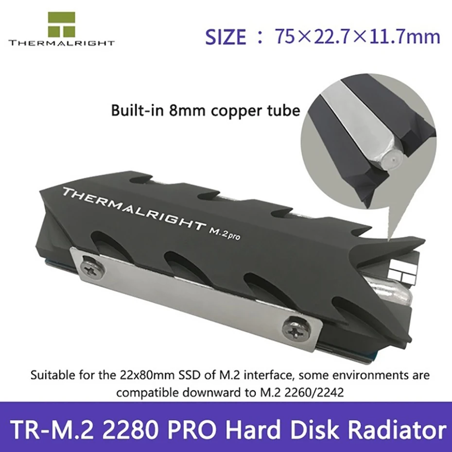 Thermalright-M.2 2280 PRO ARGB ˷̴ ձ SSD M2 濭  , ָ Ʈ ϵ ̺ ũ ð, 22x80mm