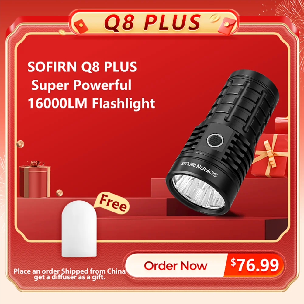Sofirn Q8 Plus 超強力 LED 懐中電灯 16000lm USB C 充電式 21700