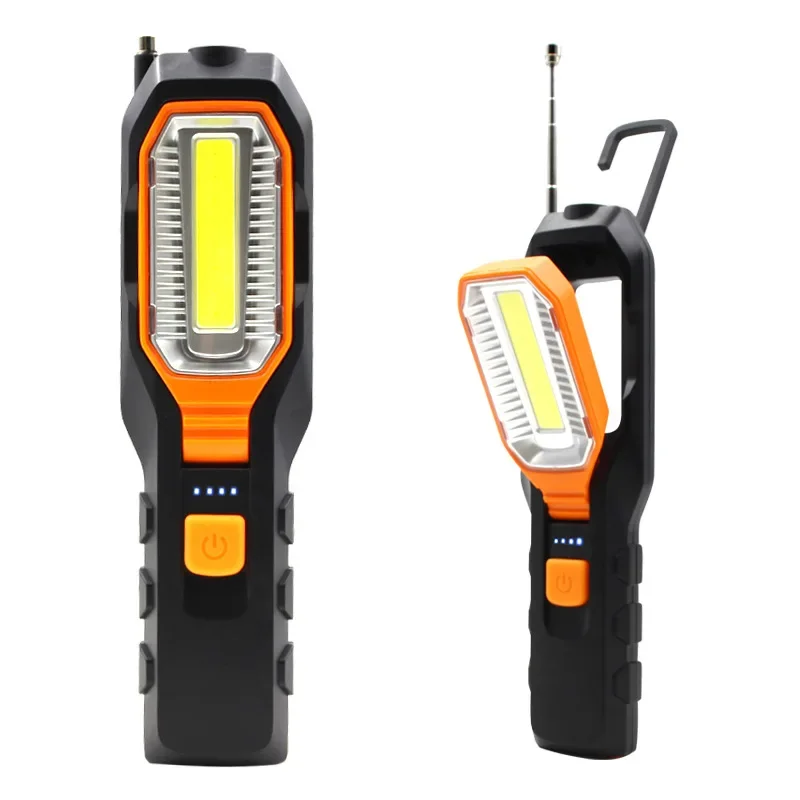 USB Rechargeable LED Flashlight Work Light Lamp LEDs Torch Support Stand Swivel Hook for Camping Workshop Car Repair portable flashlight