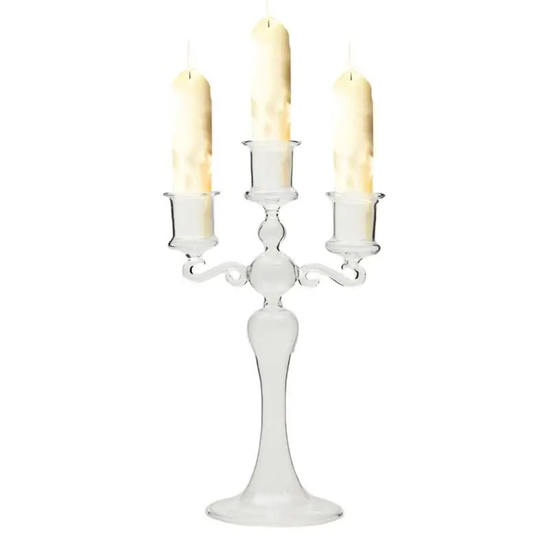 

Элегантный прозрачный стеклянный подсвечник Candelabra с 3 ветвями, элегантный подсвечник для свечи, обеденный стол