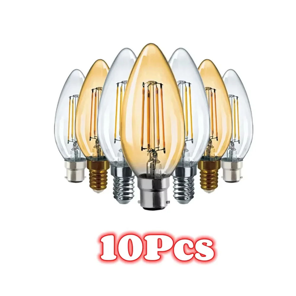 10Pcs/Pack E12 E14 Led Filament Lamp AC220V Edison Bulb Lights Retro Lamp 2200K Lighting For Living Room LED Bulbs Warm White