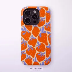 Premium Orange Strawberry Design Double - Layer Phone Case with Luxury Back Cover - iPhone 14 Plus (FLR - 298FLRG1A220)