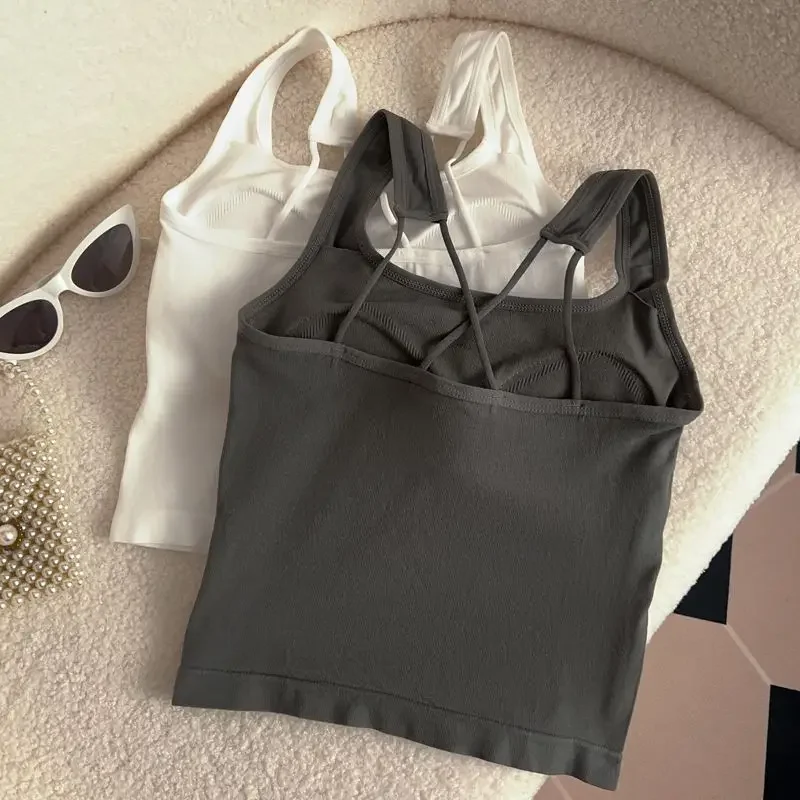 Hello Kitty Sanrio Fashion Clothing Y2K Top with Breast Pad Cute Top Girl Summer Cool Cropped Top White Sexy Suspender Girl Gift photo