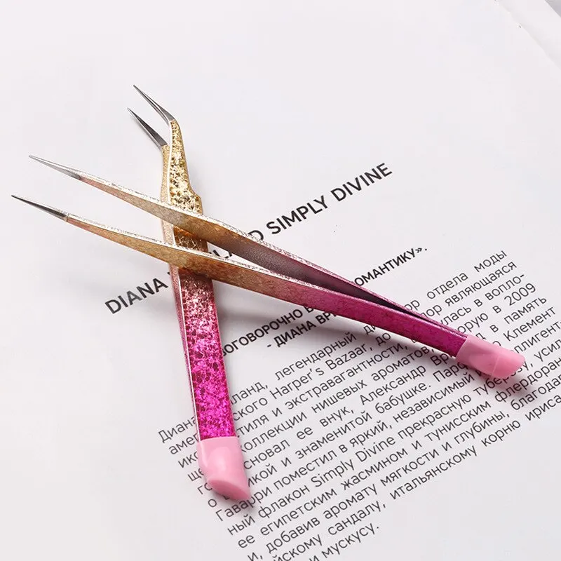 Nail Manicure Tools Tweezers Multifunctional Double Headed Tweezers Nail Clipping Sticker Tape Silicone Pressing Rod Tool 2pc