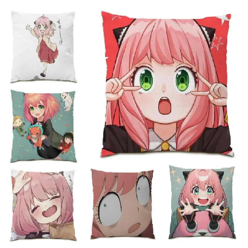 

SPYxFAMILY Pillowcase Anime Cartoon Cushion Cover Anime Anya Forger Pillow Cover 45x45 for Anime Fans Living Room Sofa B0150G