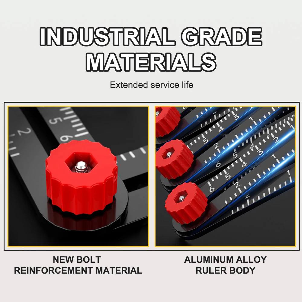 Angle Measuring Ruler Aluminum Alloy Multi Angle Ruler Finder Measure Ruler 2 Drill Tile Hole Locator Woodworking Construction tool