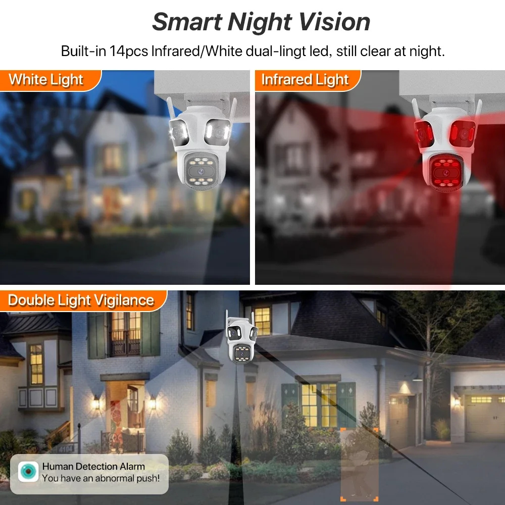 Three Lens Wifi IP Camera HD Outdoor Wireless Security CCTV Camera AI Detect Auto Tracking P2P Surveillance iCSee APP 5