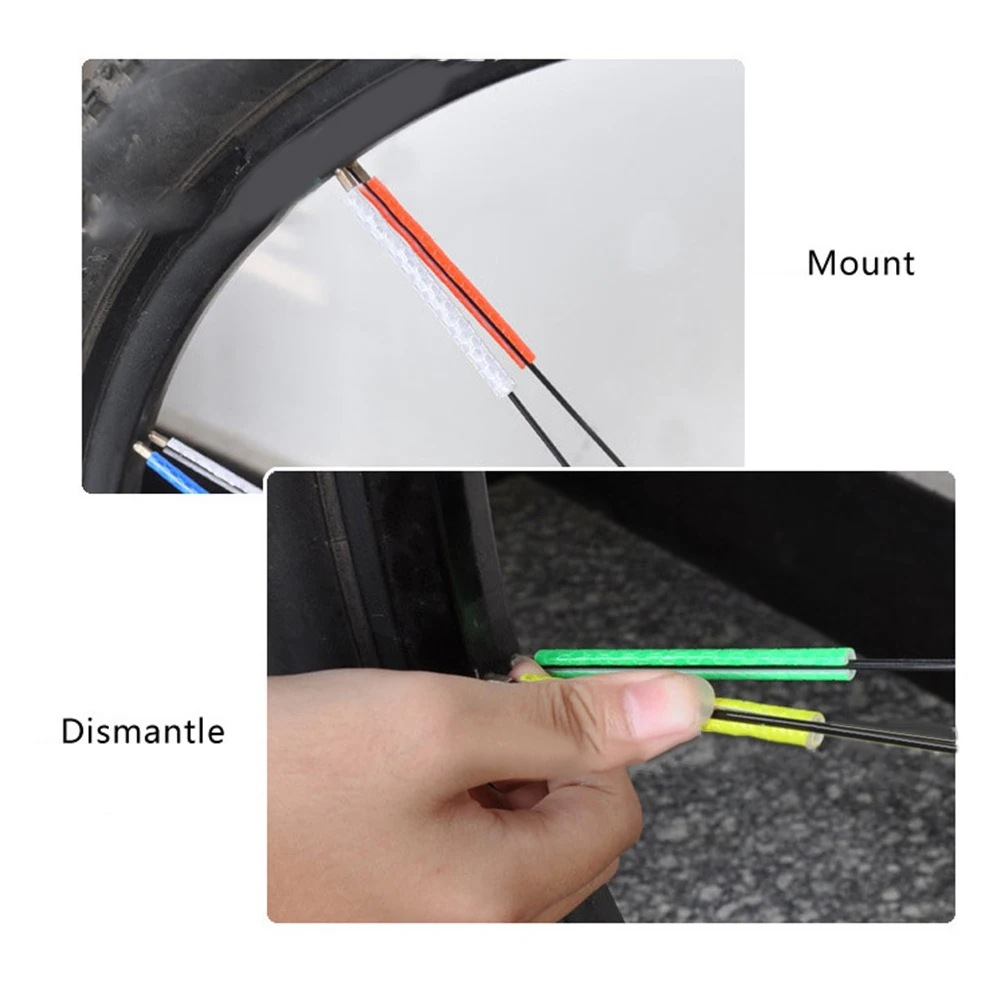 12Pcs Bicycle Spoke Skins Wraps Universal-Dirt Bike Spoke Covers Mountain Bike Night Riding Colorful Wheel Decoration Reflectors