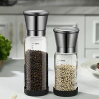 Premium Stainless Steel Pepper Grinder Durable Glass Body Adjustable Coarseness Handheld Spice Mill Pepper Mill