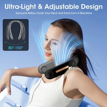 Enhance Your Cooling Comfort with a Stylish and Powerful Bladeless Portable Turbo Neck Fan - Durable 6000mAh Rechargeable USB Fa 5