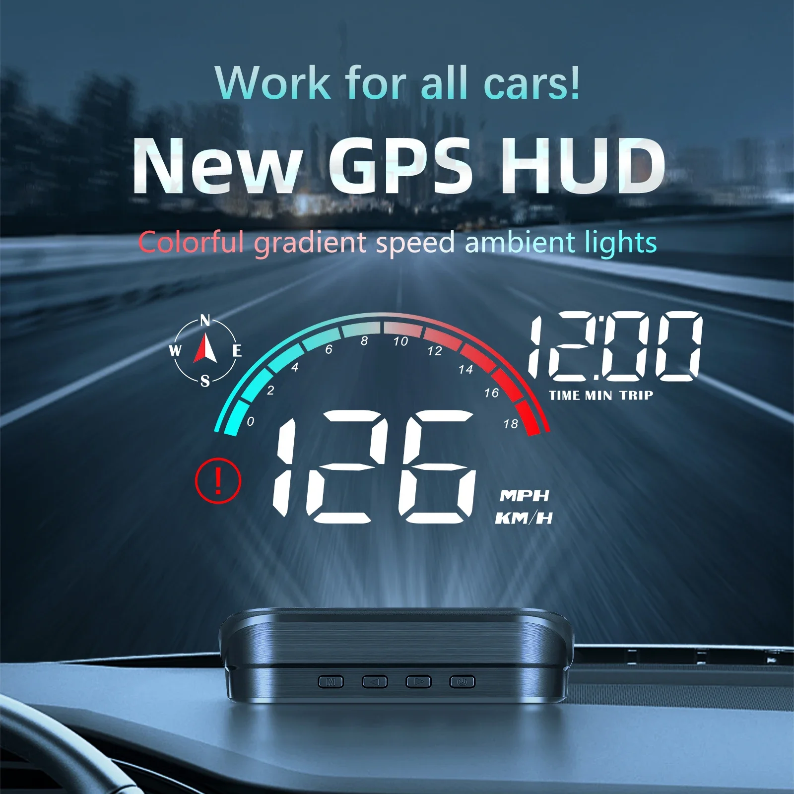 Universal Car Digital High-Definition GPS Speedometer HUD with Windshield Projection and Plug & Play Functionality