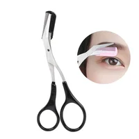 Stainless Steel Facial Hair Removal Shaver Cutter Eyebrow Trimmer Scissors Color Titanium with Comb Removable Makeup Accessories 1