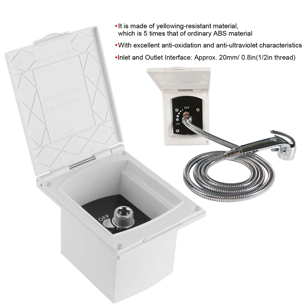 Box Doccia Esterno Nero Per Barca E Camper | Presa/Uscita Acqua A Pressione Con Rubinetto, 1/2 Pollice