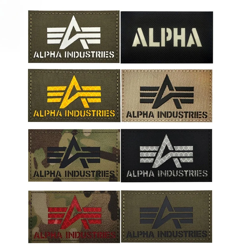 1 Stück reflektierendes Alpha-Abzeichen-Armband ALPHA leuchtendes Klett-Armband-Rucksack-Patch