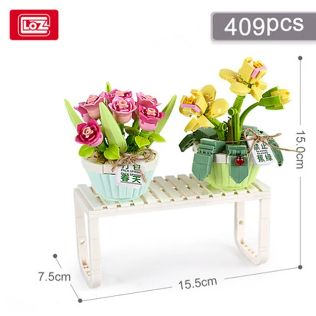 LOZ Flower Bouquet Building Blocks Kit DIY Flowers Block Toys Set Valentine's Day Rose Bricks Set Gift for Girls Friends adults - 409 PCS