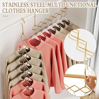 Stainless Steel 7-Hole Support Clothes Hanger Household Saving Space Clothes Rack for Dormitory Hanging Folding Clothes Rack 1