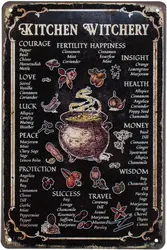 Enchanting Kitchen Witchery Rustic Metal Decor Sign - Antique - Inspired Magic - Aluminum 14x20cm (Aluminum sign)