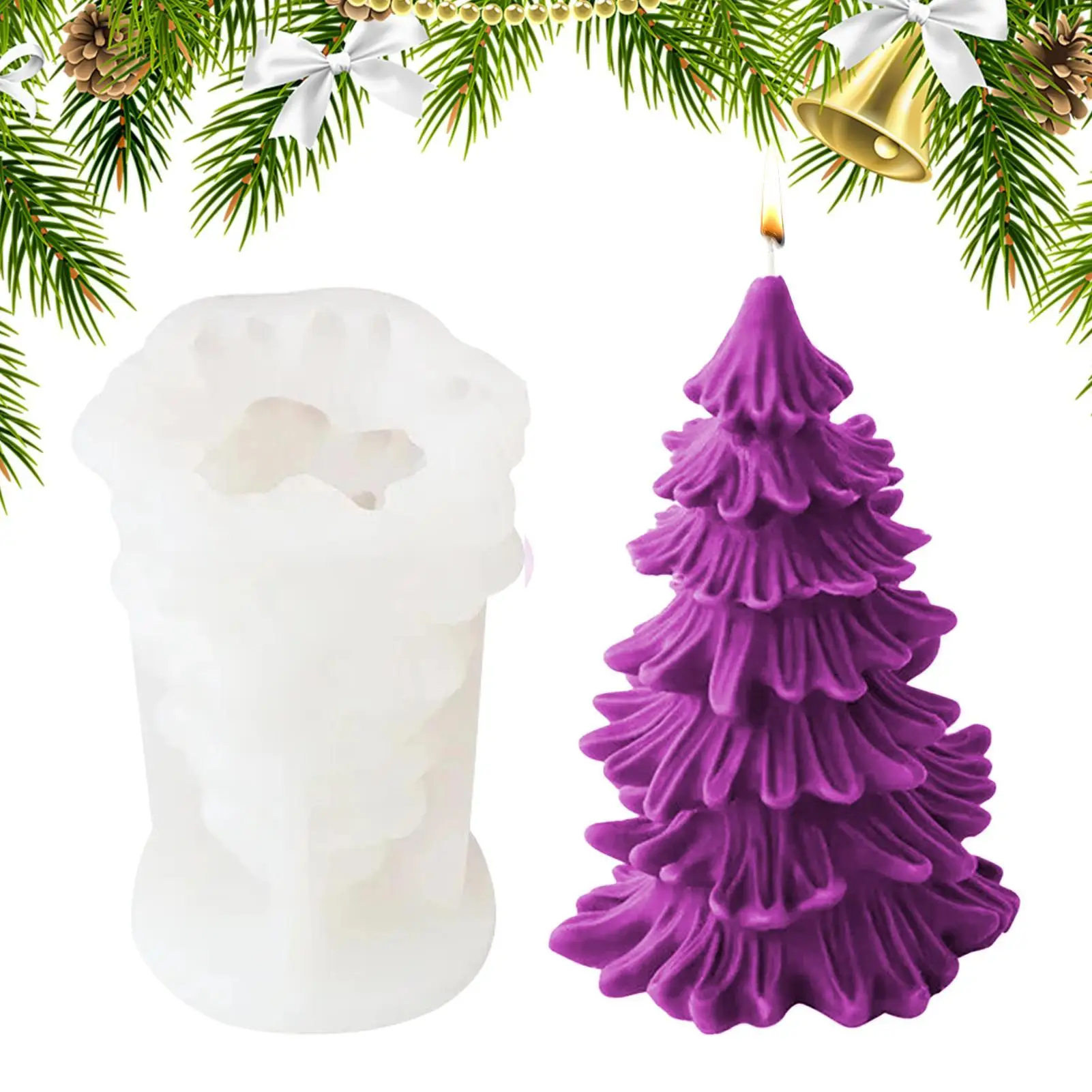 Christmas Tree Molds For Crafts 3D Tree Shaped Home Making Mold Silicone Candle Craft Mold Handicraft Mold For Handmade Candle