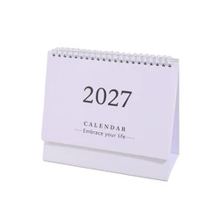 Monthly Desk Calendar with Spiral Binding and Foldable Stand (White)