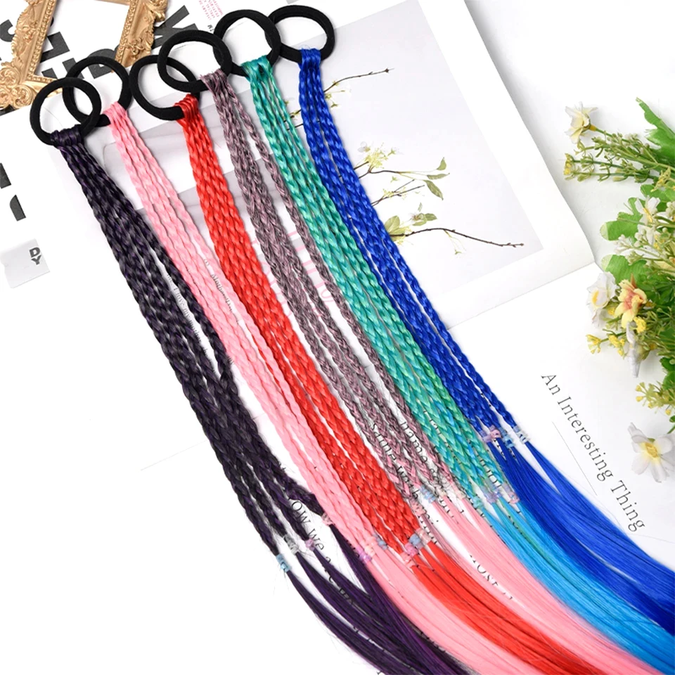 Synthetic Rainbow Twist Braided Ponytail Hair Extension for Women