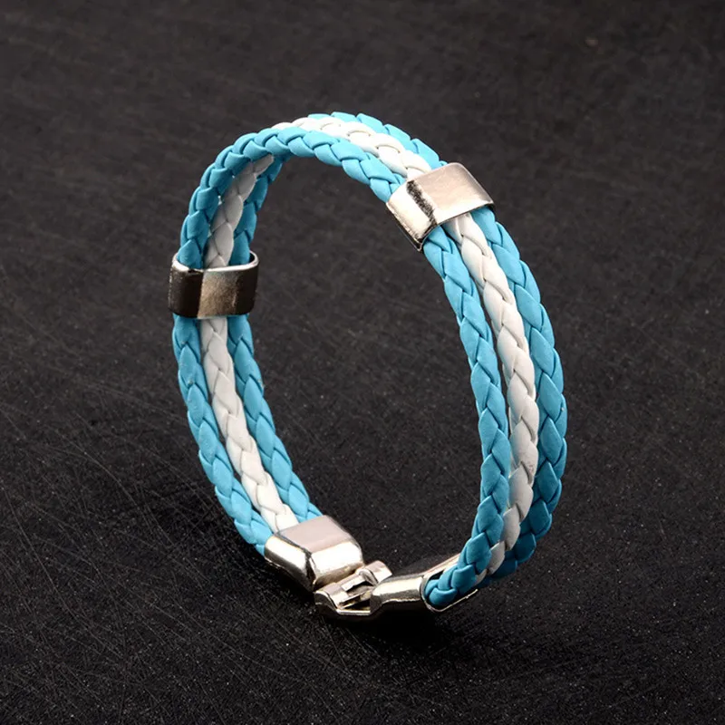 Metal Alloy Men Women Spain Germany France Italy Argentina National Flag PU Leather Bracelets Handmade Jewelry