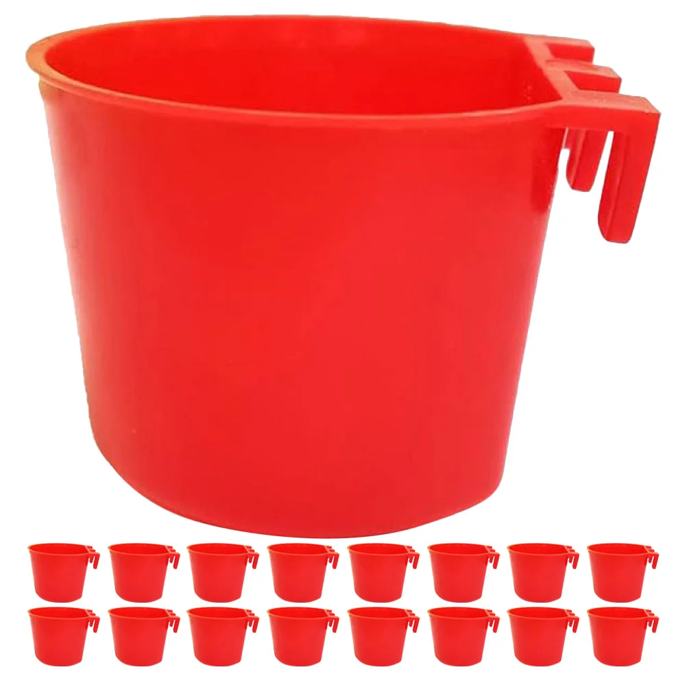 

20 Pcs Bird Feeder Seeds Birdcage Birds Supplies Parrot Feeding Bowl Hanging Red Plastic Chicken Coop Feeders