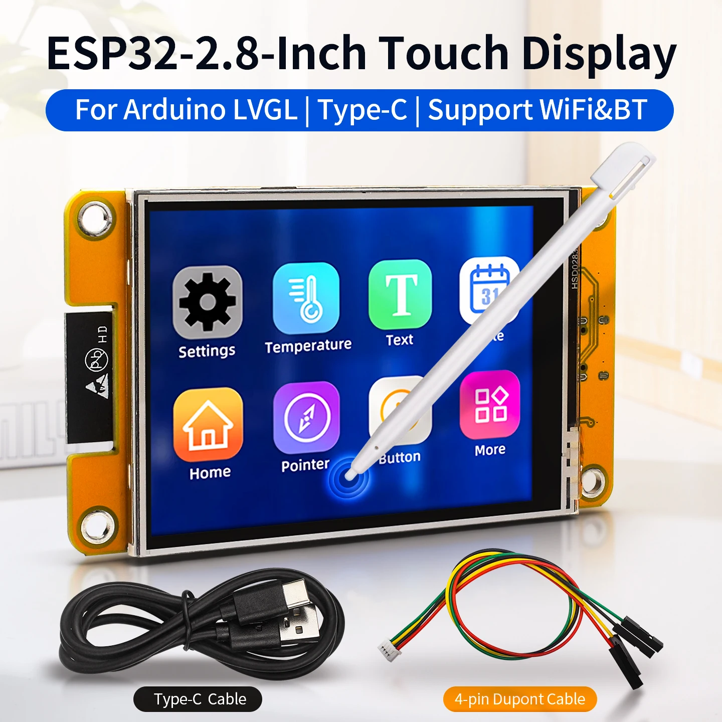 2.8 Inch TFT Touch Screen 240*320 LCD Display Type-C Port ST7789 Driver ...