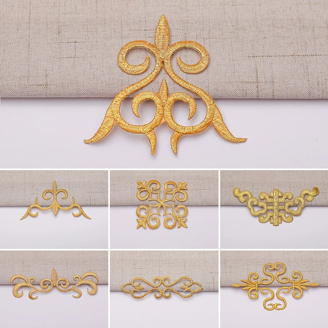 Lace - 10 Pairs/lot Gold Embroidery Applique 13.5cm 4.5cm Lace Fabric  African - Aliexpress