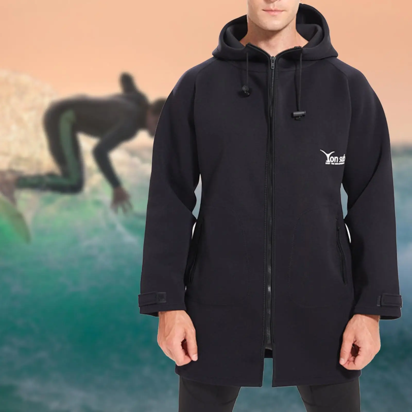 Waterproof Parka Jacket Poncho Change Robe Sun Protection Wetsuit Warm Coat for Camping Water Sports Kayaking Outdoor Activities
