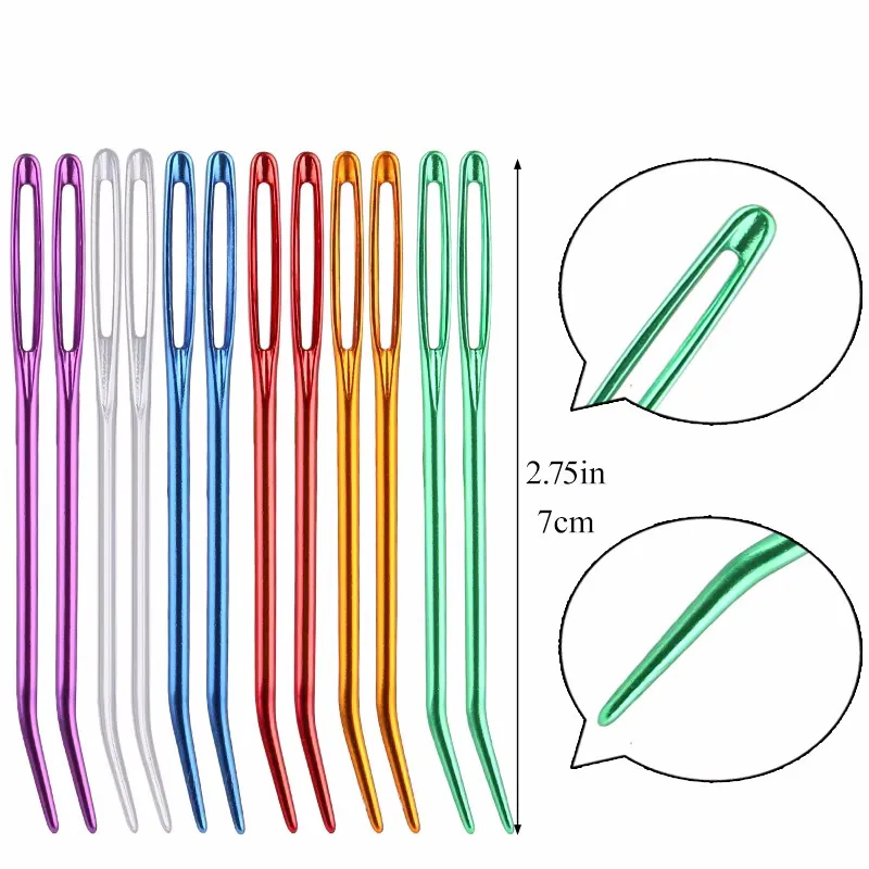 Nähnadel-Set Mit Großem Öhr – 15-teilig, Gebogene Stopfnadeln, Sticknadeln, Nadeletui Für Handstricken & Häkeln