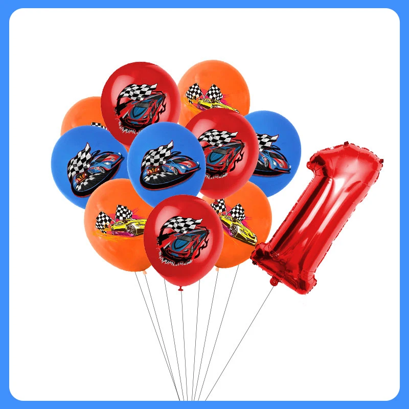Räder Geburtstag Dekoration Geschirr Teller Tasse Tischdecke Rennwagen Geschenktüte 0-9th Ballon für Kinder Jungen Geburtstag Party Supplies – Detail 25