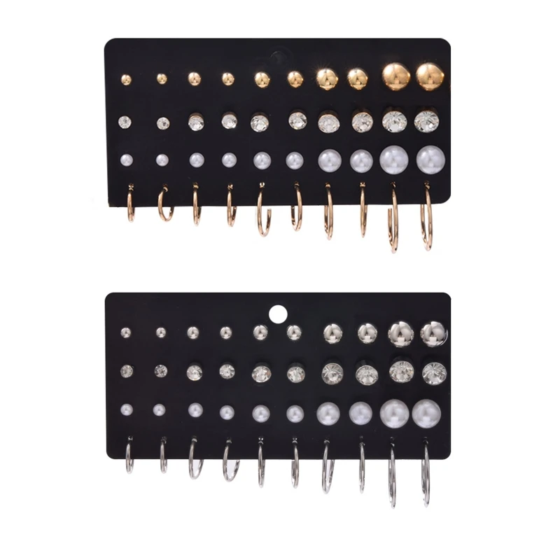 European American Popular 15 Pairs for Rhinestone Earrings Set Retro Earrin Drop shipping