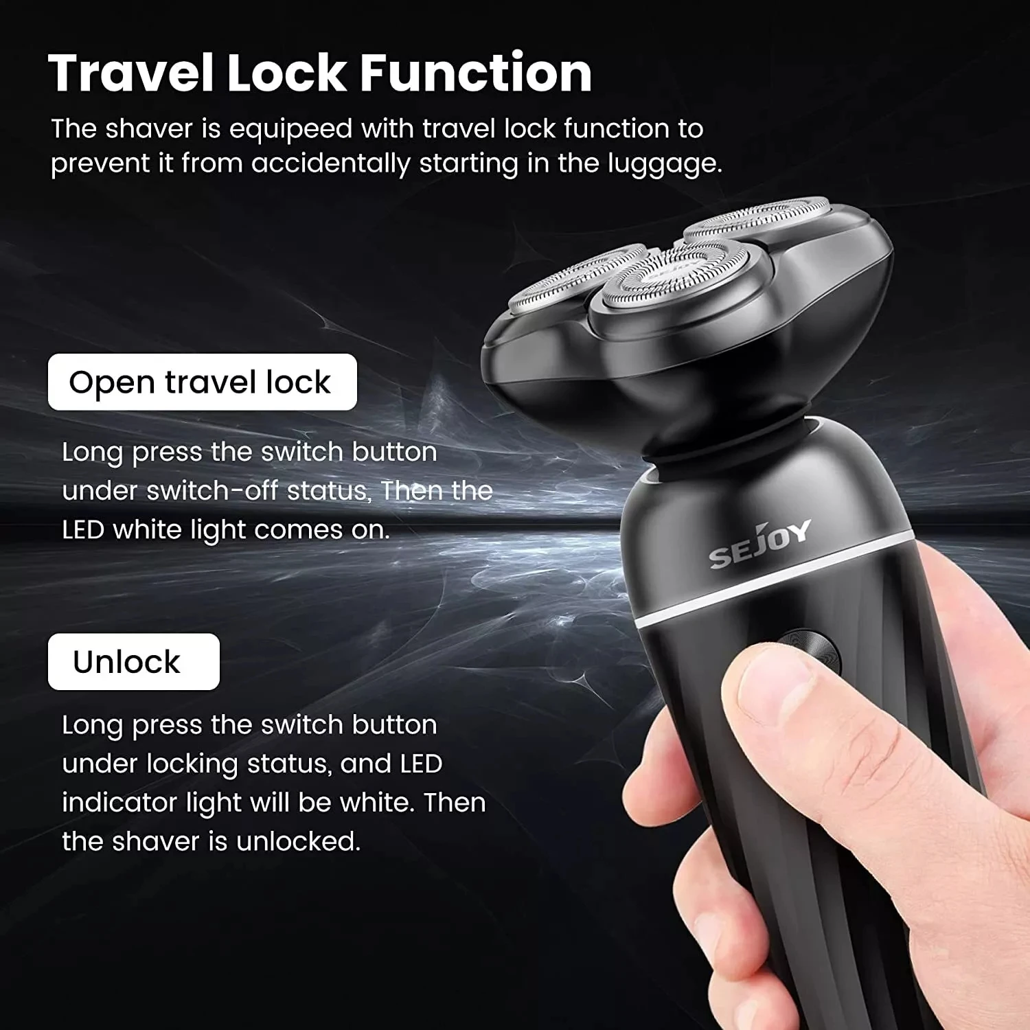 Sejoy Electric Shaver Razor For Men Rotary Wet Dry Rechargeable Cordless  High Quality 3D Floating Cutter Head 6