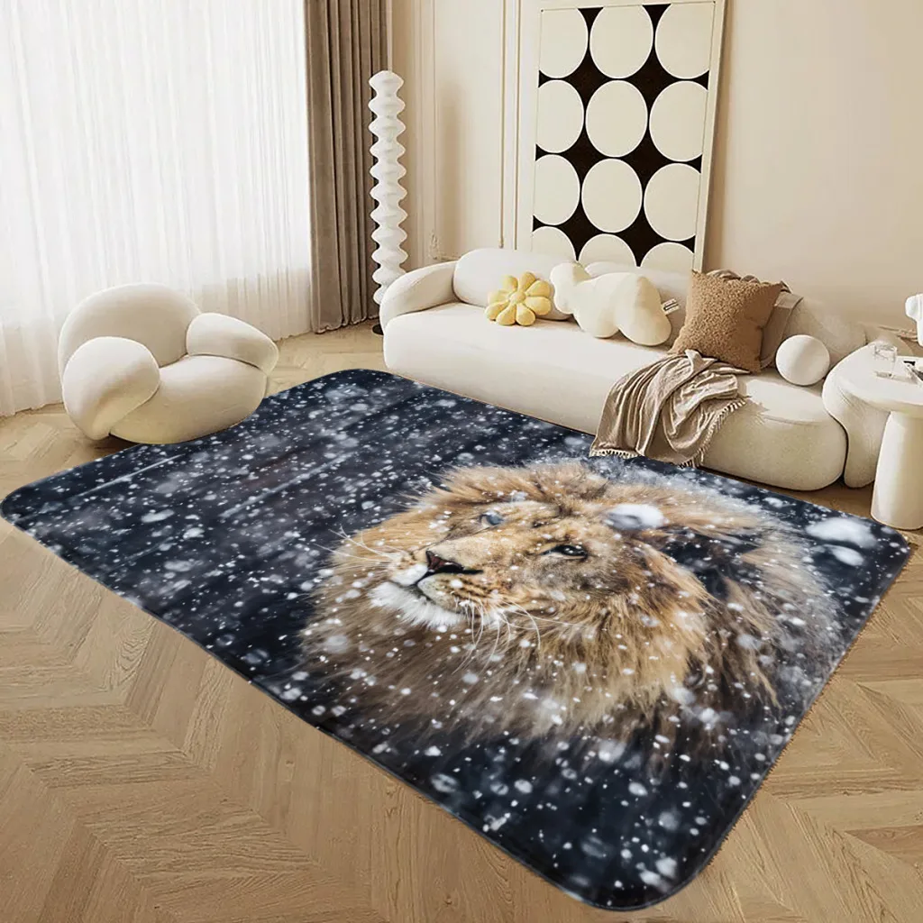 

Animal Lion Living Room Rug Carpet Flannel Slip Mat Decor Aesthetic