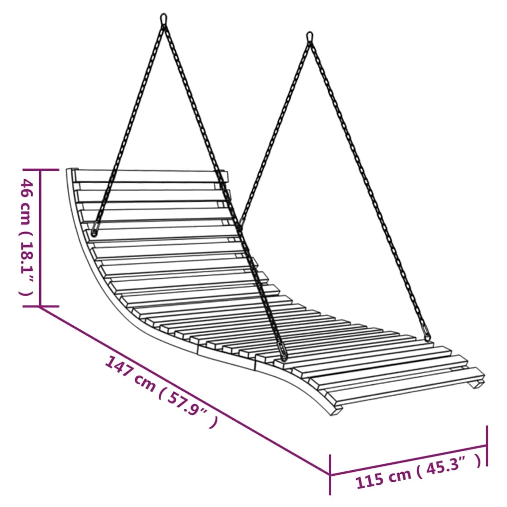 Swing Bed Bent Wood with Teak Finish Garden Camping Comfortable Hanging Chairs 115x147x46cm Us Local Shipping