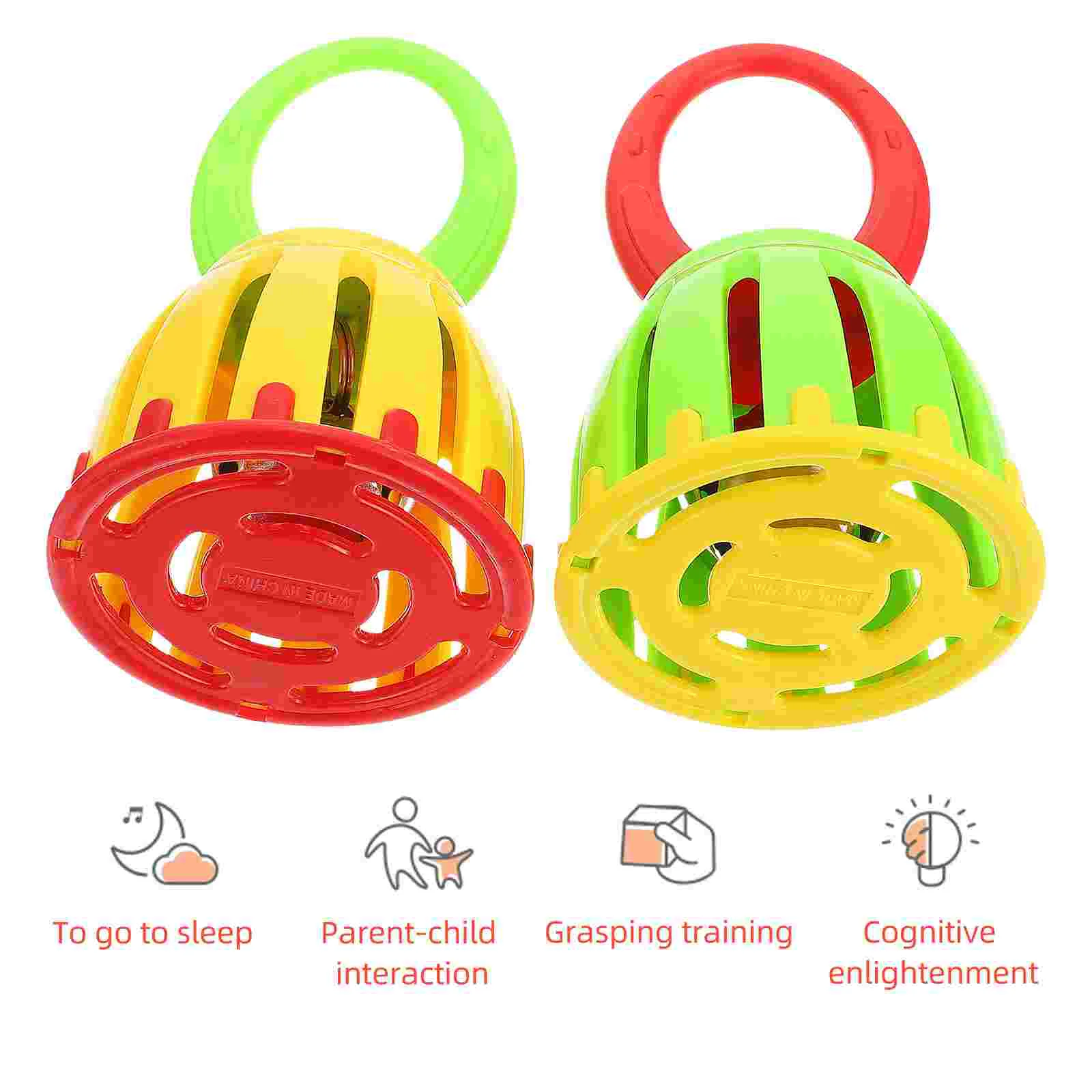 2Pcs Infant Baby Training Cage Design Handbell Kids Handheld