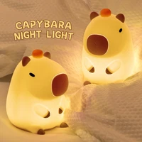 Cute Capybara silicone lamp animal gift USB Rechargeable touch bedside sleeping light Decorative nightlight for children's room 1