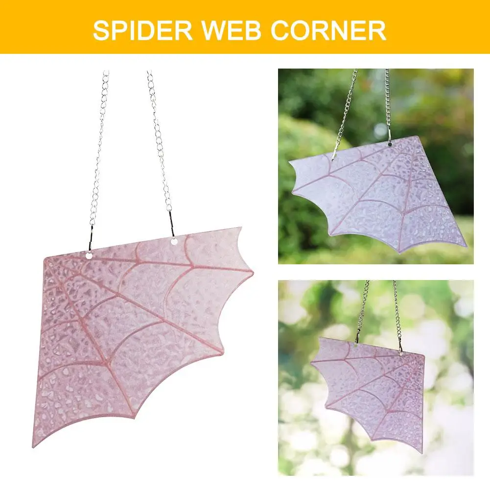 Spiderweb Door Topper Halloween Door Corner Sign Spider Webs Stained Glass Window Wall Hanging Decoration For Bedroom Livin R0R1