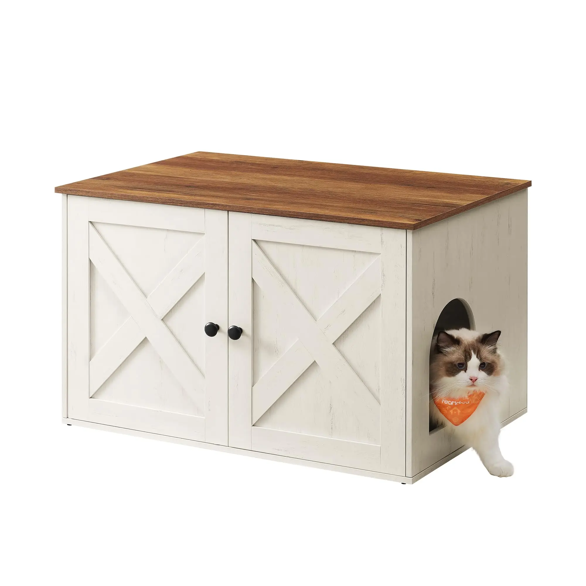 

Feandrea Cat Litter Box Enclosure, Litter Box Furniture Hidden with Removable Divider, Indoor Cat House, End Table