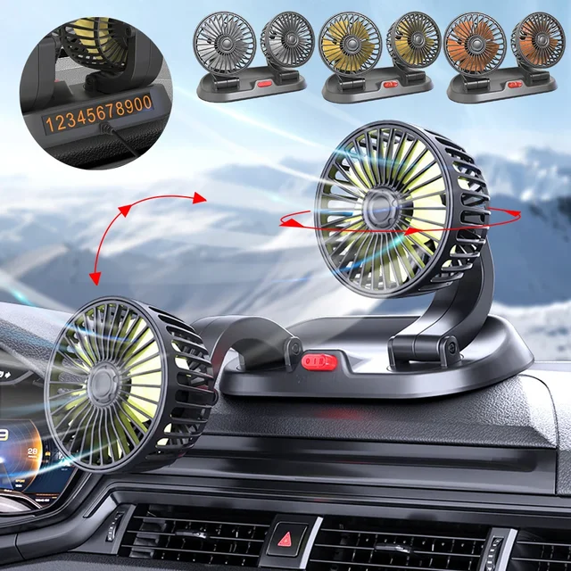 5V 12V 24V Car Fan Cooling Car Fan Dual Head Usb Car Fan 2 Speeds Adjustable Auto Cooler Air Fan Car Accessories Wind Regulation 1