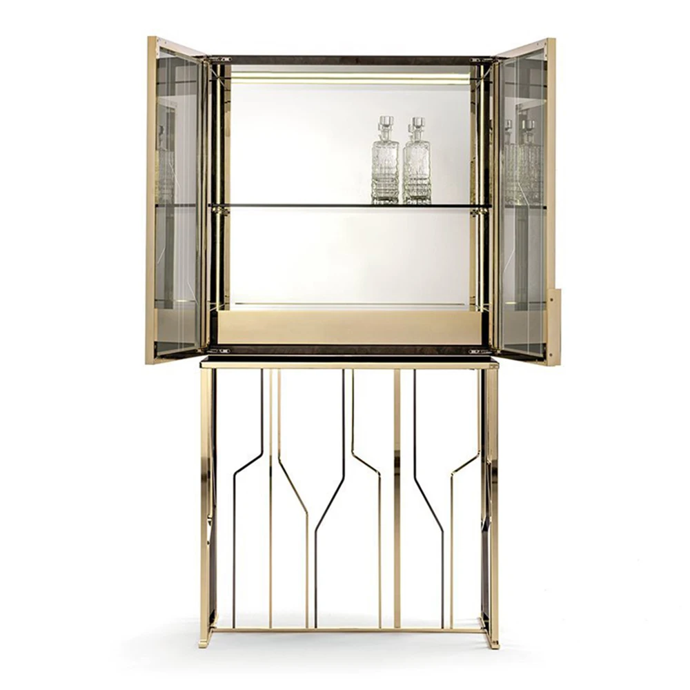 most fashionable China modern style metal wooden high quality sideboard furniture delicate home decor cabinet for apartment