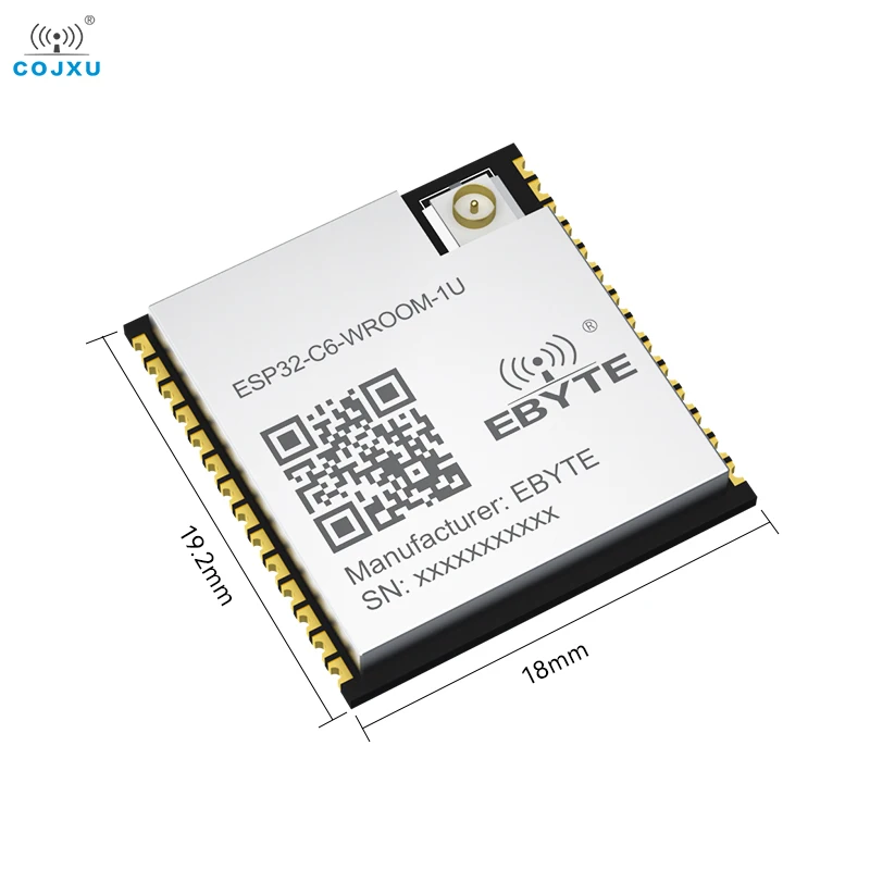 ESP32-C6 블루투스 와이파이 모듈, COJXU ESP32-C6-WROOM-1U, BLE5.3, WiFi6, 지지대 AT 커맨드, 20dBm, IPEX 안테나, SMD 모듈, 2.4GHz