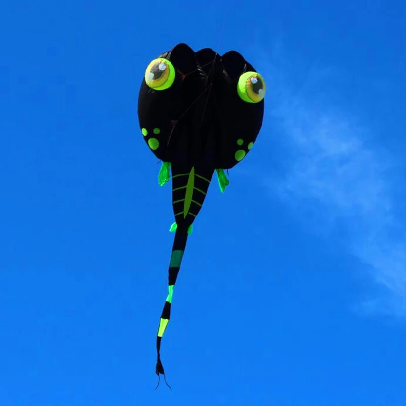 free-shipping-black-tadpole-kites-flying-soft-kite-nylon-fabric-kites-for-adults-kite-factory