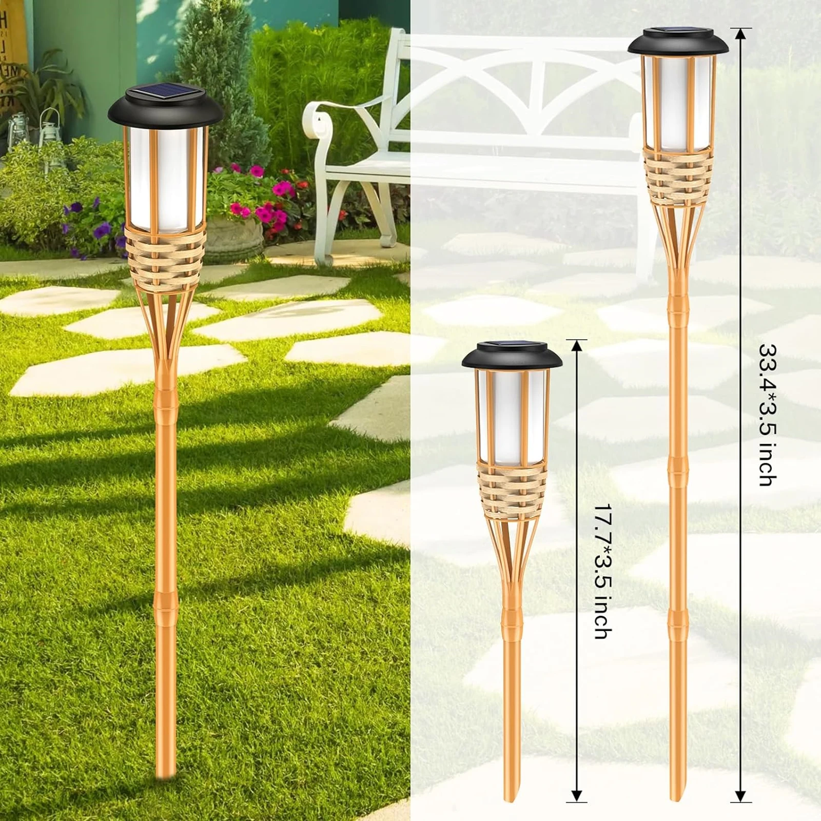 2 Pack Outdoor Solar Torch Lights LED Outdoor Landscape Decoration Light for Garden Patio Pathway Yard Wedding Party,Auto On/Off 4
