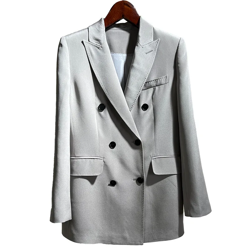 Women's Silk Small Suit Classic Double-Breasted High-End Temperament Mulberry Silk Suit Jacket