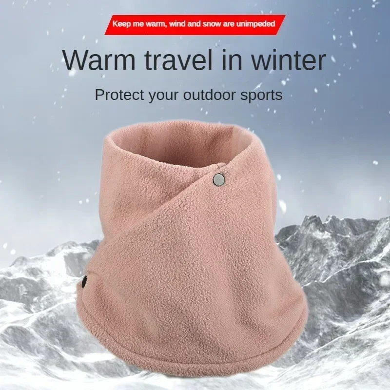 Winter Neck Scarf Thermal Anti-Cold Polar Fleece Riding Neck Gaiter Windproof Warm Men Women Snap Plush Running Neck Cover
