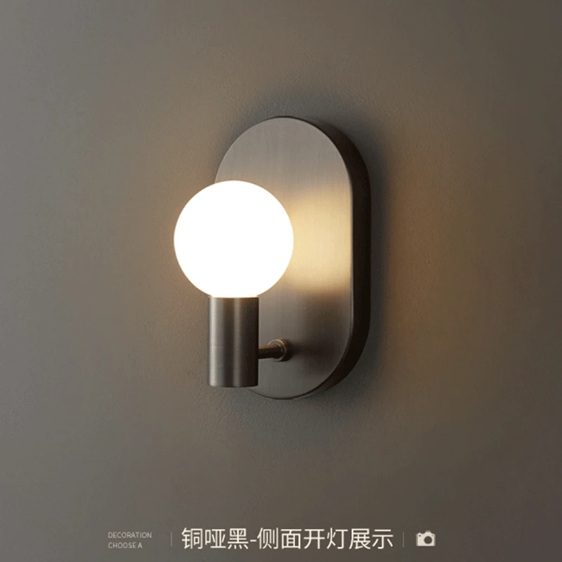 

LED Corridor Wall Lamp Nordic Minimalist Bedside Wall Light Hotel Study Bedroom Dining Room Wall Sconces Copper Fixtures