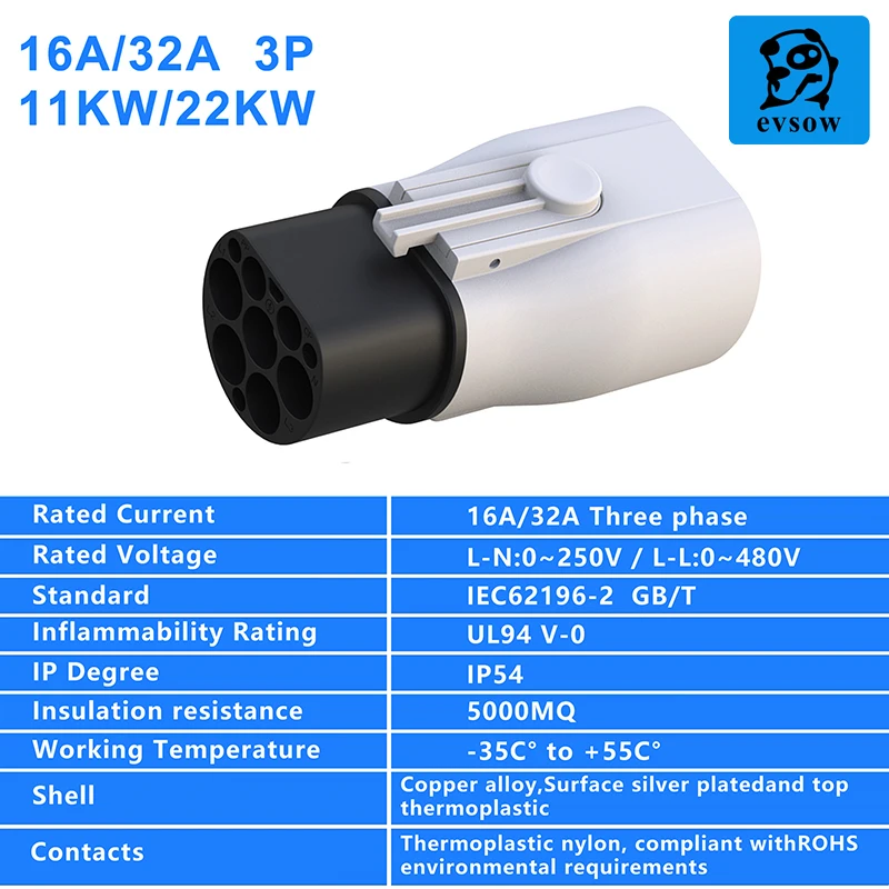 Type 2 To GBT Adapter EV Charger Adapter For Electric Vehicle Charging Transducer EV Connector 16A 32A ev charger adapter